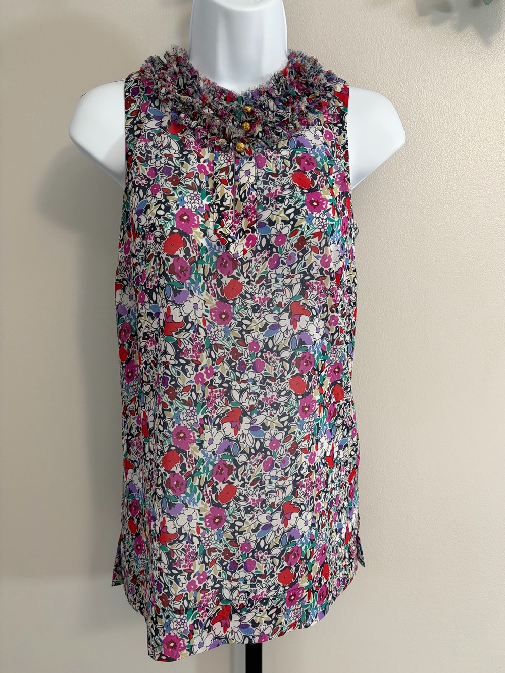 CAbi Multicolor Floral Ruffle-Neck Sleeveless Tank - Picture 1 of 16